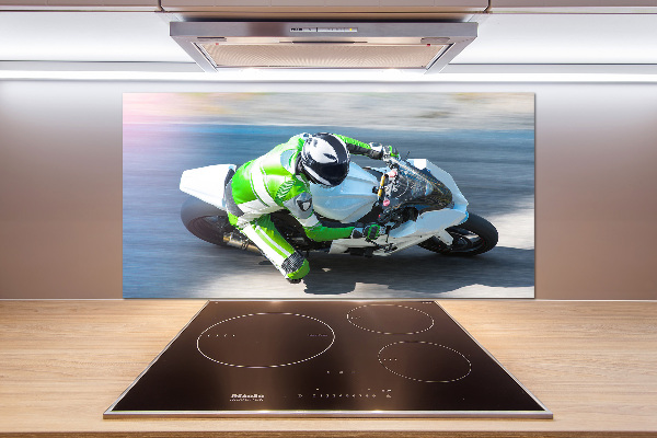 Pannello paraschizzi cucina con stampa a tema gara motociclistica