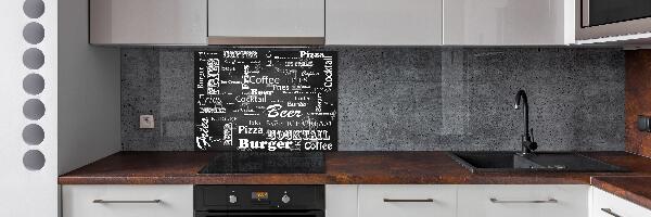 Rivestimento parete cucina con stampa a tema 'Menù del ristorante' per decorare la cucina