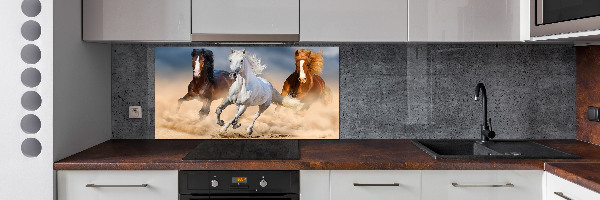 Pannello retrocucina con stampa raffigurante cavalli nel deserto