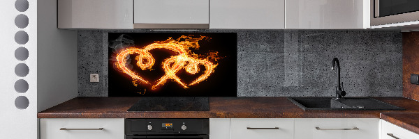 Pannello paraschizzi cucina con motivo 'Cuori di fuoco'