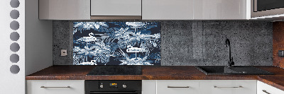 Pannello retrocucina con motivo di fenicotteri e piante