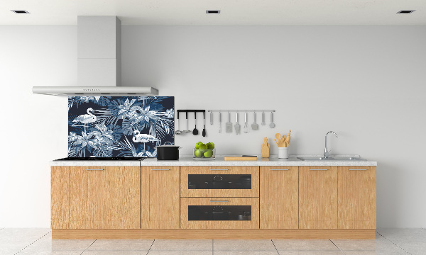 Pannello retrocucina con motivo di fenicotteri e piante