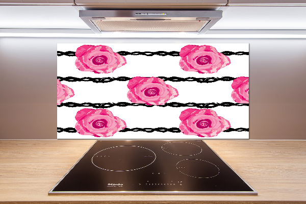 Rivestimento parete cucina con motivo a rose