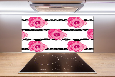 Rivestimento parete cucina con motivo a rose