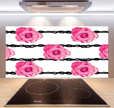 Rivestimento parete cucina con motivo a rose