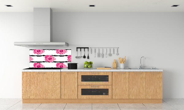 Rivestimento parete cucina con motivo a rose