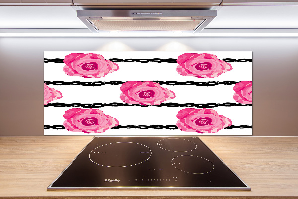 Rivestimento parete cucina con motivo a rose
