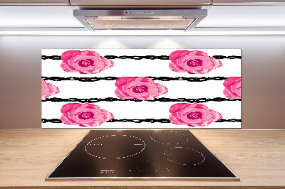 Rivestimento parete cucina con motivo a rose