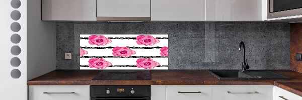 Rivestimento parete cucina con motivo a rose