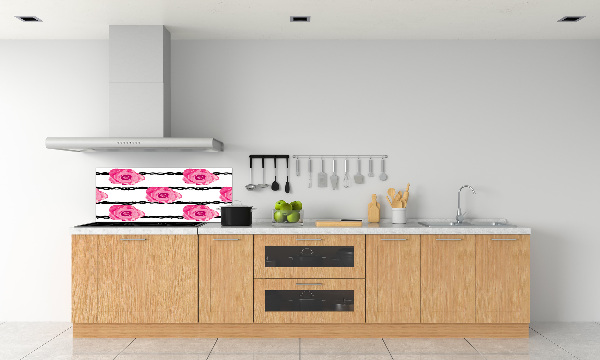 Rivestimento parete cucina con motivo a rose