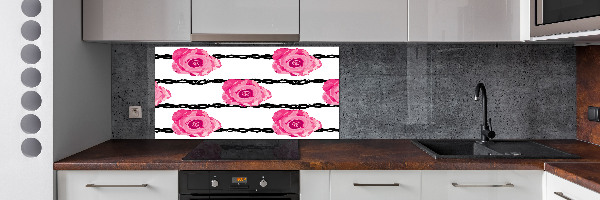 Rivestimento parete cucina con motivo a rose
