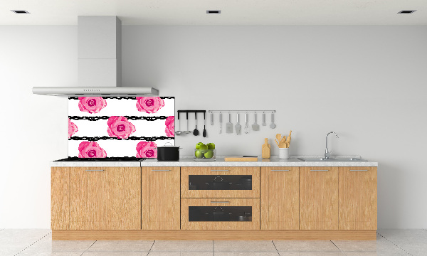 Rivestimento parete cucina con motivo a rose