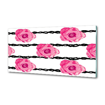 Rivestimento parete cucina con motivo a rose