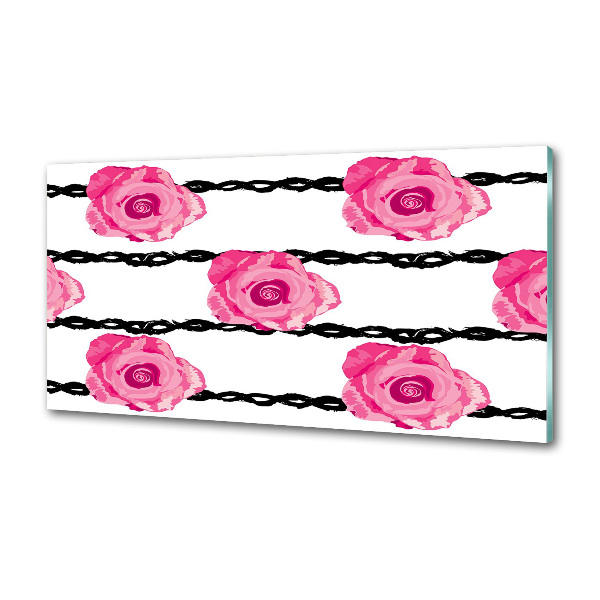 Rivestimento parete cucina con motivo a rose