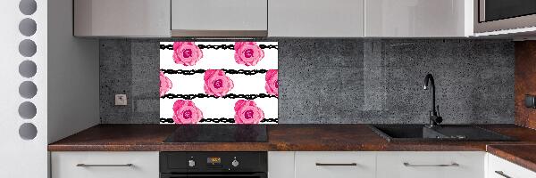 Rivestimento parete cucina con motivo a rose