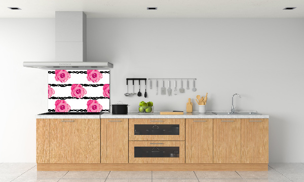 Rivestimento parete cucina con motivo a rose
