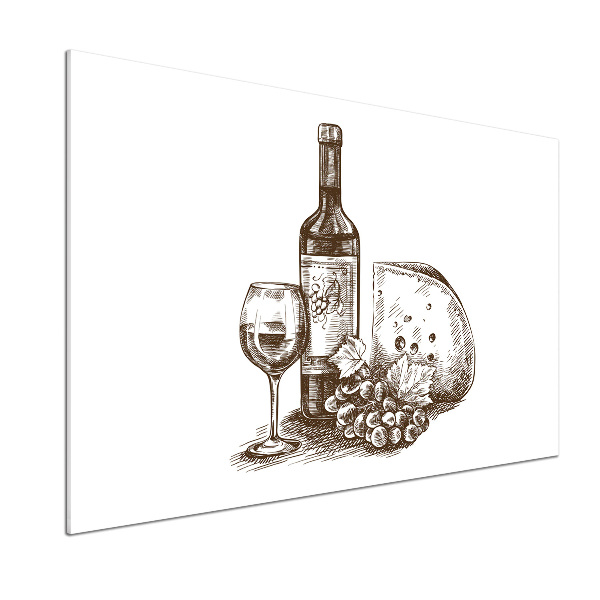 Pannello retrocucina con motivo a tema vino e stuzzichini