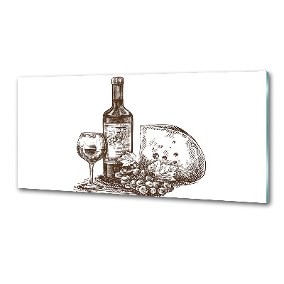 Pannello retrocucina con motivo a tema vino e stuzzichini