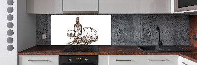 Pannello retrocucina con motivo a tema vino e stuzzichini