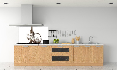 Pannello retrocucina con motivo a tema vino e stuzzichini