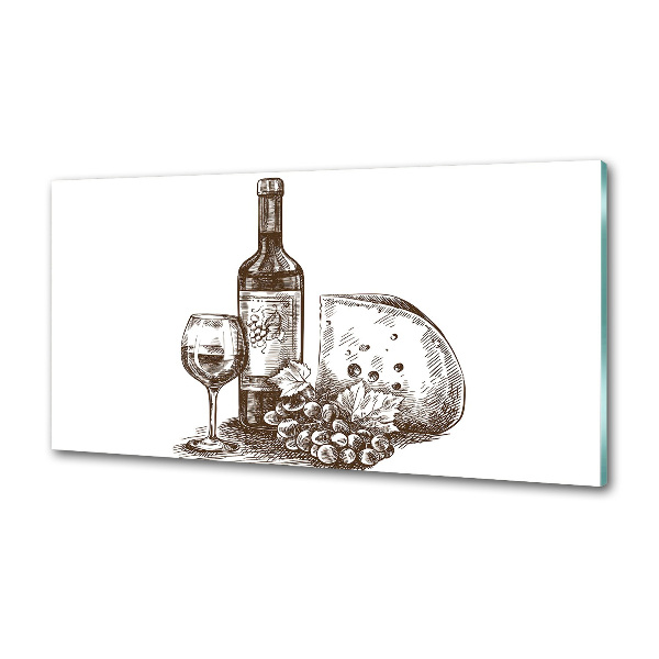 Pannello retrocucina con motivo a tema vino e stuzzichini