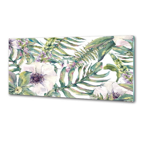 Pannello paraschizzi cucina con motivo di felci e fiori