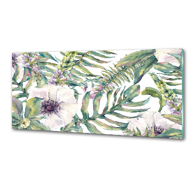 Pannello paraschizzi cucina con motivo di felci e fiori