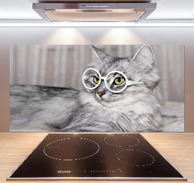 Rivestimento parete cucina con motivo di gatto con gli occhiali