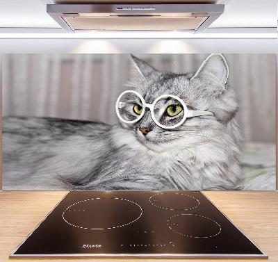 Rivestimento parete cucina con motivo di gatto con gli occhiali