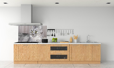 Rivestimento parete cucina con motivo di gatto con gli occhiali