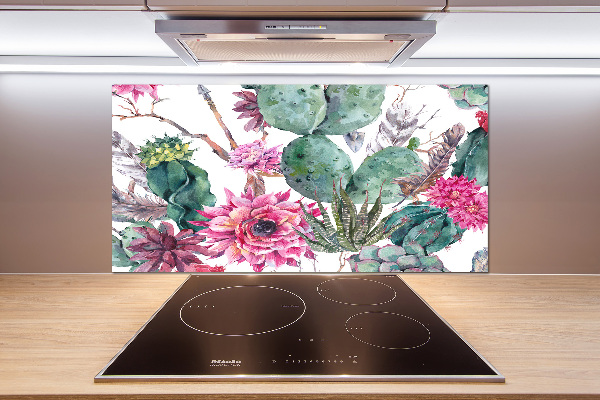 Rivestimento parete cucina con motivo cactus