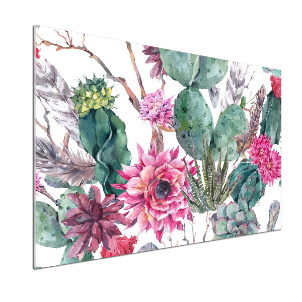 Rivestimento parete cucina con motivo cactus