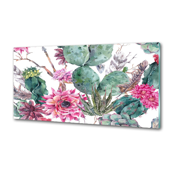 Rivestimento parete cucina con motivo cactus