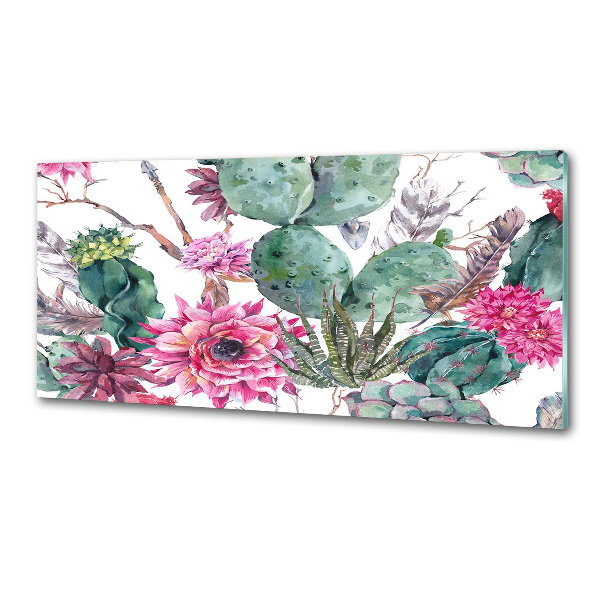 Rivestimento parete cucina con motivo cactus