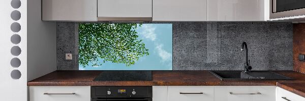 Rivestimento parete cucina con motivo Foglie nel cielo