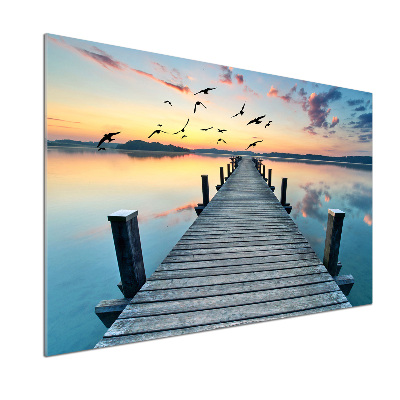 Pannello paraschizzi cucina con motivo a molo in legno