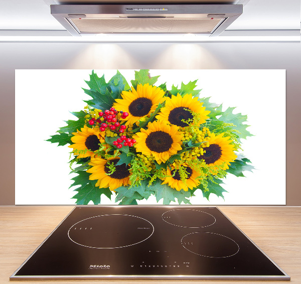 Pannello retrocucina con motivo di un mazzo di girasoli
