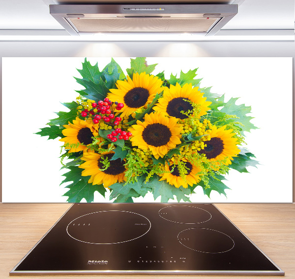 Pannello retrocucina con motivo di un mazzo di girasoli