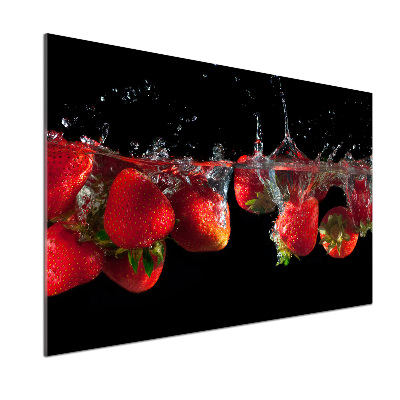 Rivestimento parete cucina con motivo fragole sott'acqua