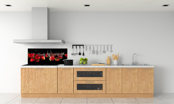 Rivestimento parete cucina con motivo fragole sott'acqua