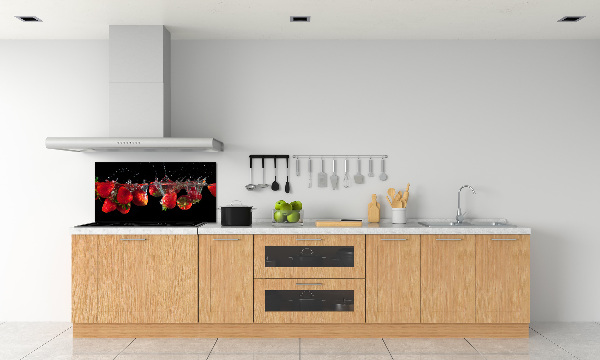 Rivestimento parete cucina con motivo fragole sott'acqua