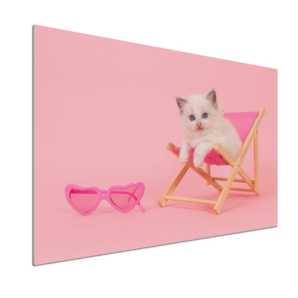 Pannello paraschizzi cucina con stampa di un gatto su una sdraio