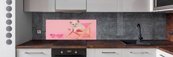Pannello paraschizzi cucina con stampa di un gatto su una sdraio