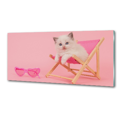 Pannello paraschizzi cucina con stampa di un gatto su una sdraio