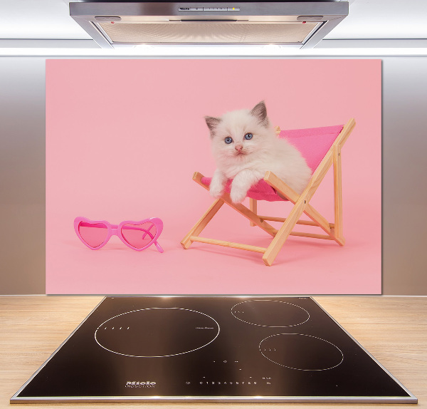 Pannello paraschizzi cucina con stampa di un gatto su una sdraio