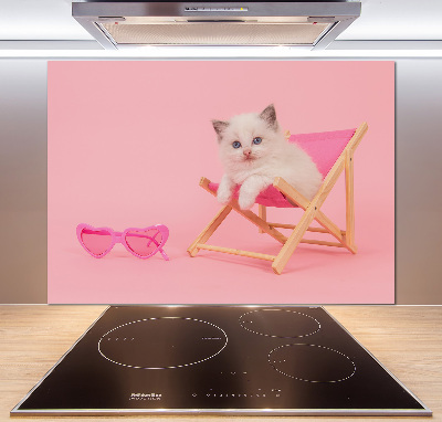 Pannello paraschizzi cucina con stampa di un gatto su una sdraio