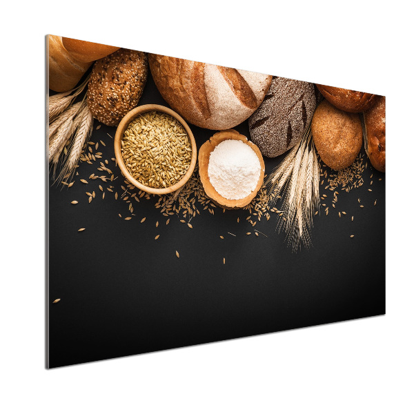 Pannello paraschizzi cucina con motivo pane e spighe di grano