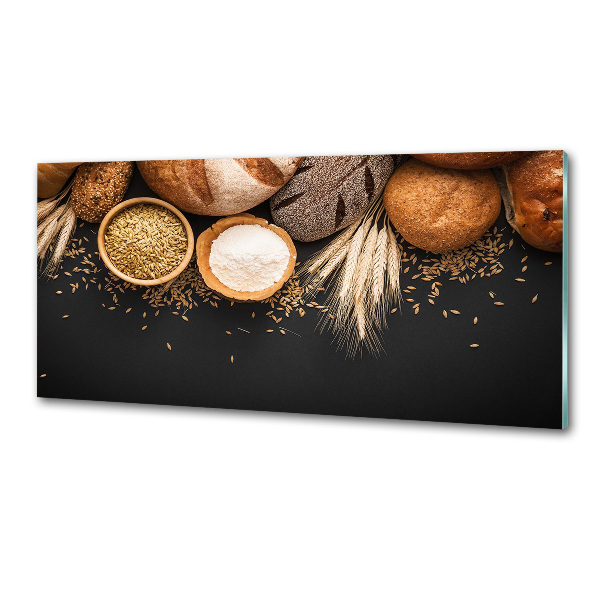 Pannello paraschizzi cucina con motivo pane e spighe di grano