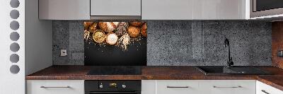 Pannello paraschizzi cucina con motivo pane e spighe di grano