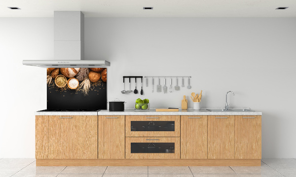 Pannello paraschizzi cucina con motivo pane e spighe di grano